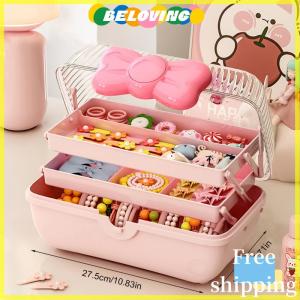 Beloving Flash Sale ชั้นเก็บกิ๊บติดผมหลายชั้นสำหรับเด็กผู้หญิงกล่องเก็บเครื่องประดับที่คาดศีรษะเชือกคาดศีรษะของเด็ก