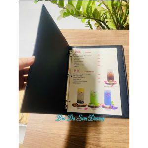 Bìa menu da Khổ A4 gáy còng màu đen cho nhà hàng quán khách sạn doanh nghiệp