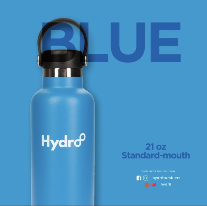 Hydr8 21oz 650ml (Royal Blue) Standard Mouth Double Wall Vacuum Insulated  Flask Stainless Steel Tumbler Drinking Water Bottle for Hot and Cold