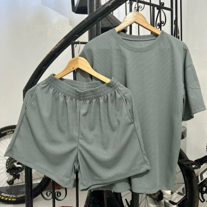 Cotton Waffle Coordinates T Shirt Shorts Set Men