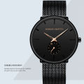 Jam Tangan Pria Sangat tipis Hannah Martin 100% Original korea fashion Cowok kado ulang tahun Jam anti air Quartz laki laki Arloji Tahan Air murah cowo tangan simple Men Watch Stainless steel mesh belt COD. 