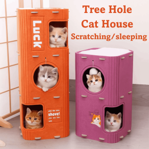 ANAMA 2 ชั้น/3 ชั้น ที่นอนแมว ทั้งหมดในหนึ่งเดียว หลุมต้นไม้ ที่ลับเล็บแมว สร้างสรรค์ แบบญี่ปุ่น บ้านปราสาทแมว โฟร์ซีซั่นส์