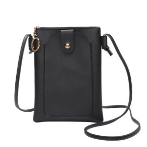 Elegant New Korean Style Leather Crossbody Phone Wallet with Sling Strap for Women