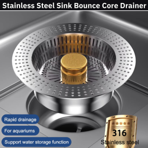 316 Stainless Steel Sink Bounce Core Drainer Sink Filter Basket Washbasin Leaking Plug Hair Catcher Deodorant