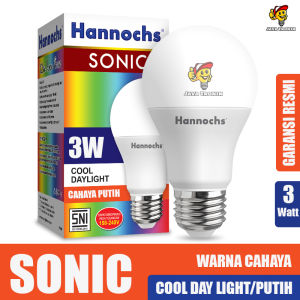 Bohlam Lampu LED Hannochs Sonic 3 Watt Cool Daylight Bolam Rumah 3W Cahaya Putih SNI