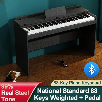 Bansid 88 Key Weighted Digital Piano With Flip Cover Full Size Hammer Action Electric Piano With Stand Triple Pedal For Beginner & Professional Real Steel Sound and Free Piano Stool - Ideal for Beginners