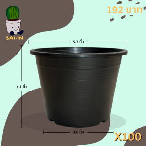 กระถาง กระถางต้นไม้ กระถางพลาสติก เบอร์ 5 นิ้ว สีดำ 100 ใบ ยกมัด
