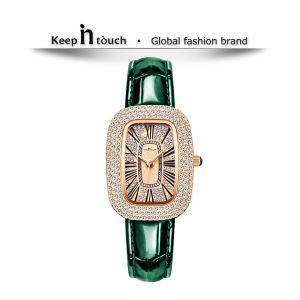 KEEP IN TOUCH นาฬิกา ผู้หญิง [เขียว] หรูหรา กันน้ำ สร้างสรรค์ น่ารัก ของแท้ 100% แฟชั่นผู้หญิง ของขวัญวันเกิด สายหนัง [436]