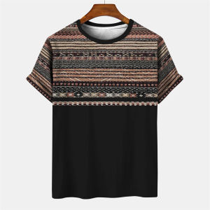 [Local Stock] VCC African National Tradition Strip Graphic 3D Print Mens Tshirts New Summer Casual Oversized Round Neck Short Sleeve T-Shirt Tops