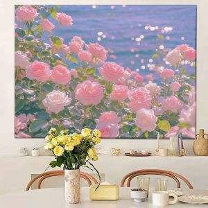 Beautiful Scenery Illustration of Flower Sea ins Rental House Girls Heart Room Bedside Transformation Background Cloth Wall Cloth Hanging Cloth