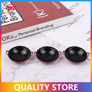 [Eleanor] 3Pcs Miniature Doll House Dinner Plates Mini Pan Dollhouse Dishes Tableware