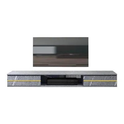 Living Mall Sombra Series Floating TV Console Wall Mounted in Walnut and White Colour