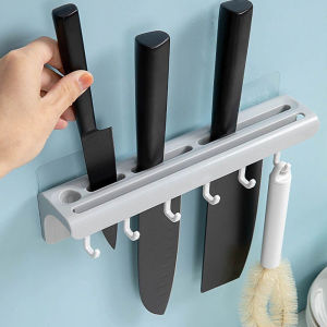 Rak Pisau Gantung Dilengkapi 6 Hook - Rak Dapur Pisau Gunting Spatula FREE PEREKAT