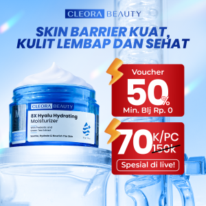 [𝐇𝐎𝐓 𝐒𝐀𝐋𝐄] Cleora 8x Hyalu Hydrating Moisturizer - Pelembab Muka Kering Dan Kusam Scincare Gel untuk Mencerahkan Kulit Dark Spot Whitening Mosturizer Skin Barrier Calming Brightening Skincare Wajah Facial Day Cream and Night Pria Dan Wanita