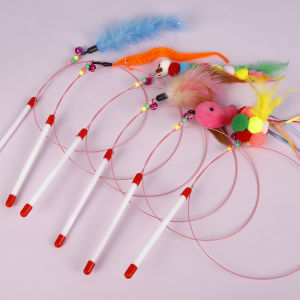 Pet Cats Teaser Stick With Bell Ryu Mainan Interaktif Kucing Hewan Dengan Lonceng Stik Kawat Bermain