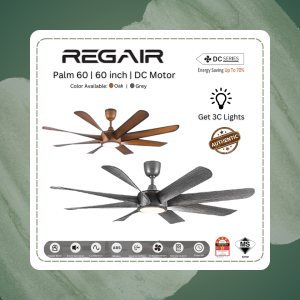 lglights Regair 60" Ceiling Fan with LED Lights DC Motor 8-Speed Remote Control ABS Blades and 5-Year Motor Warranty - Oak/Grey
