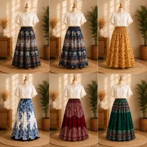 Batik Skirt/Boho Skirt/Women Long Skirt/Skirt Floral Bunga/Skirt Batik Panjang/Batik Skirt Wanita/New Arrival