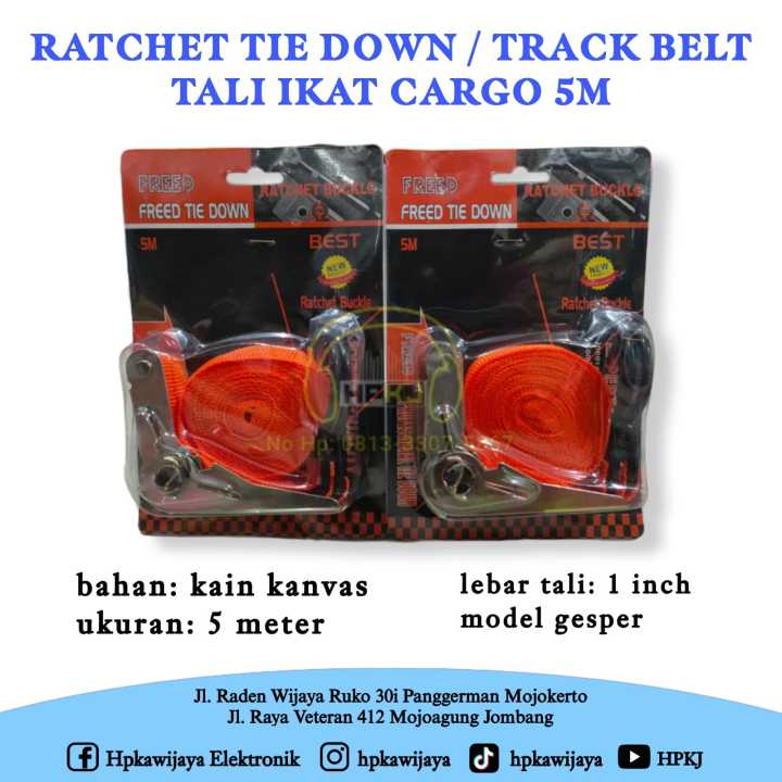 Track Belt Ratchet Tie Down 5m Tali Ikat Cargo Lashing Pengikat Barang