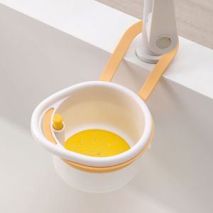 HUYAN Hanging Sink Strainer Basket Quickly Drain Detachable Food Garbage Filter Heavy-Duty Press-Type Bottom Release Fruit Washing Basin Kitchen