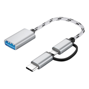 2 in 1 USB OTG Cable Adapter to Micro USB Type-C Connector USB Interface Converter for Phone Tablet U Disk Card Reader