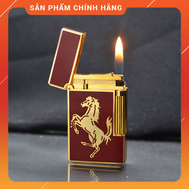 Hộp Quẹt Bật Lửa Gas Đá ST Dupont D172V Sơn Mài Đỏ Hình Ngựa Phi Màu ...