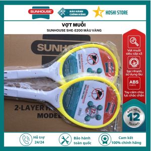 {BẢO HÀNH 12 THÁNG} Vợt bắt muỗi. Vợt Muỗi Sunhouse SHE E200 Màu Vàng hàng chính hãng bảo hành toàn quốc 12 tháng