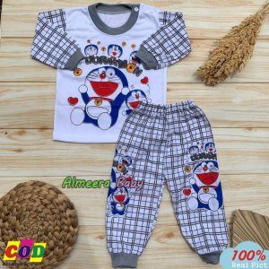 Piyama Bayi / Setelan Baju Oblong Panjang Anak usia 3-12 Bulan Motif Carakter Doraemon Almeera Baby and Kids