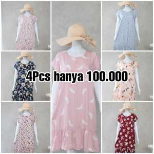 DASTER PENDEK RUFFLE BUSUI FRIENDLY RAYON PREMIUM MOTIF RANDOM KEKINIAN