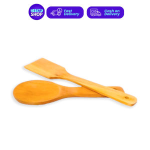 1Tap Flat Wooden Rice Paddle Spatula Natural Wood Turner Sandok