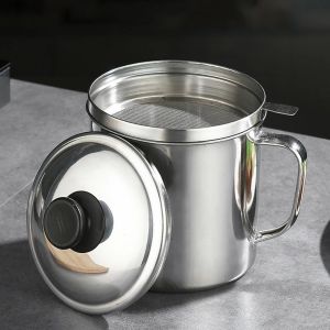 Ca Lọc Dầu Inox 304 Lọc Dầu Tách Cặn Lưới Lọc Siêu Mịn Dung Tích 1200ml Cốc Thu Dầu Ăn Thừa Inox Không Han Gỉ Dieulinhshop