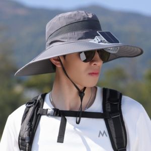 MINIFELE 262 Wide Brim Solar Fan Hat Sun Protection UPF50+ Sunshade Cap  Breathable Fishing Beach Hat for Men Women