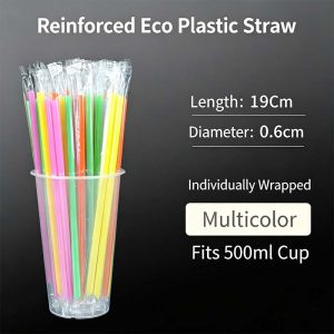 100-500PCS Colorful Outdoor Drinking Straw Disposable Plastic PP Straw Individually Wrapped for Camping Picnic Travel