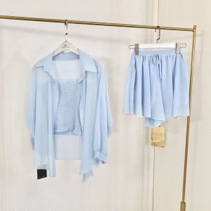 •• N E W I N ••🌺331 งานเซทผ้าชีฟอง 3 ชิ้น ซับในตามสีผ้า ไม่บาง ใส่ไปทะเลหรือคาเฟ่ก็ได้ค่ะ