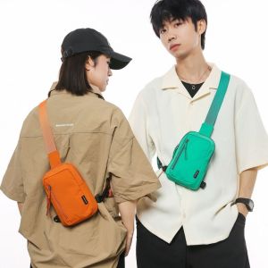 LANGJ ไนลอนทำจากไนลอน กระเป๋ากีฬาข้าม เล็กๆน้อยๆ กันน้ำกันน้ำได้ กระเป๋าหน้าอกกีฬา ง่ายๆ น้ำหนักเบามาก กระเป๋าสะพายไหล่แบบสบายๆ สำหรับทุกเพศ