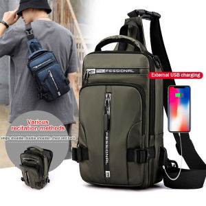 New mens multi-function chest bag fashion casual shoulder Messenger bag waterproof Bag business large capacity messenger bag