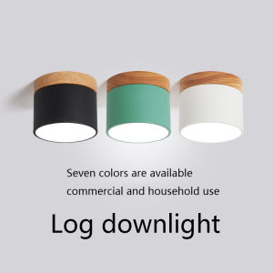 LED Ceiling Light Nordic Wood Barrel Lamp Tricolor Macaron Downlight Spotlight For Bedroom Living Room Aisle Corridor Lights Surface Mounted Downlight