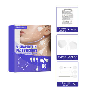 West Month V-Shapedthin Face Stickers Invisible Face Stickers Neck Eye Double Chin Lift V Shape Refill Tapes Thin Makeup Facelifting Patch Lift Face Sticker Lift Up Fast Chin Adhesive Tape（60pcs）