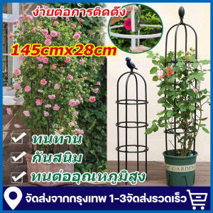 145cmX28cm ซุ้มกุหลาบเลื้อย ซุ้มไม้เลื้อย ซุ้มเหล็กโค้ง ของแต่งสวน ซุ้มงานแต่ง ชั้นวางดอกไม้ โครงซุ้มแต่งงาน อุปกรณ์ตกแต่งสวน เหล็กแข็งแรง PE กันสนิม กระถางต้นไม
