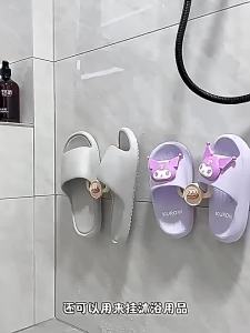 Punch Free Bathroom Slipper Rack Wall Mount Water Draining Shoe Storage Hook Toilet Slipper Hanger