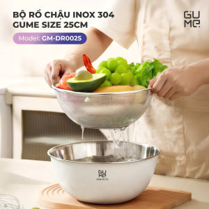 Bộ rổ chậu Inox 304 GUME GM-DR0025 Kích thước 25cm Thiết kế 2 trong 1 An toàn Bền bỉ