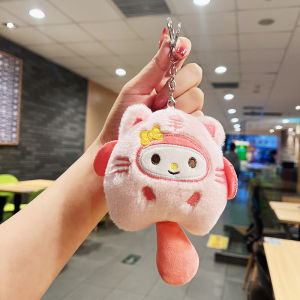 YF Sanrio Kuromi Plush Bag Pendant Keychain Anime Keyring Stuffed Doll Toys Cartoon Melody KT Key Chain Gifts FY