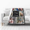 HUGLAZY Custom Blanket with Photos Text Personalized Picture Throw Blankets for Couple Birthday Fathers Mothers Valentines Day Gift. 