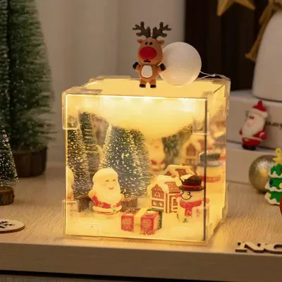 YINDIAO Magic Cube Tulip Night Light DIY Tulip Flower Sea Mirror Lamp Decorative Gifts for Birthday Holiday