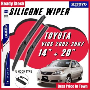 KITOYO Premium Nano Silicone Car Wiper Windshied For TOYOTA VIOS NCP42 2002-2007 Wiper Kereta Bundle pengelap kereta 雨刮 14 Inch + 20 Inch