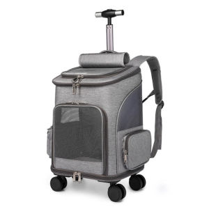 Pets Trolley Case Cat Dog Travel Bag Suitcase Luggage Collapsible 4 Wheel Storage Box Breathable Backpack Handbag Pet Stroller