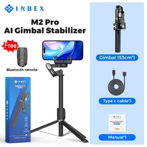 INBEX Smart XE Gimbal Stabilizer for Smartphone 3-Axis iPhone Gimbel Face Tracking Auto-Inception Dudukan Tongkat Selfie Langsung tiktok Multifungsi untuk YouTube TikTok Vlog