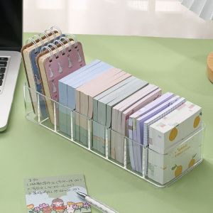 GOXBERK Plastic Compartment Storage Box Portable Transparent Sticky Note Sorting Box Wear-resistant Tidying Up Stationery Finishing Box Data