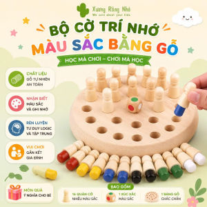 Bộ cờ trí nhớ màu sắc bằng gỗ Trò chơi cờ trí nhớ cho bé Xương Rồng Nhỏ