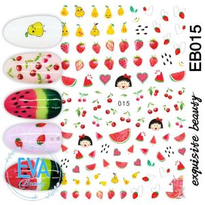 Sticker Dán Móng Tay 3D Dạng Decal Dán Chống Nước Hoạ Tiết Trái Cây Lê - Dâu - Cherry - Dưa hấu EB015