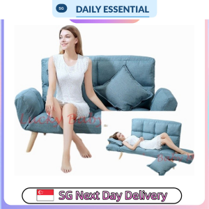 【DAILY ESSENTIAL】 D6 Folding Sofa Bed with Legs and Two Pillows